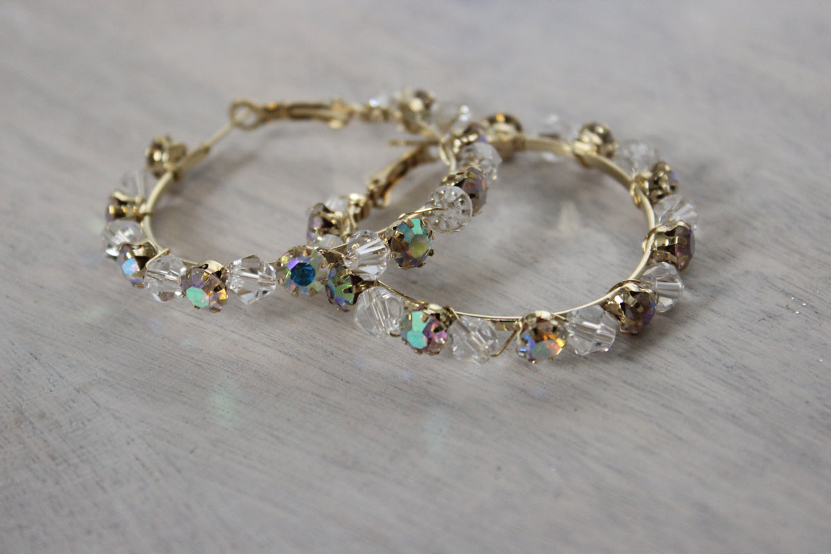 Crystal/iridescent Hoops