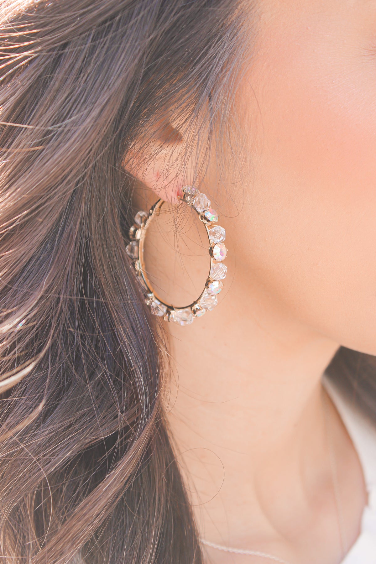 Crystal/iridescent Hoops